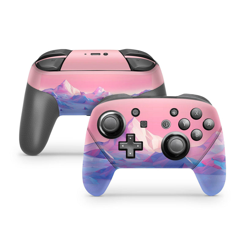 Nintendo Switch Pro Controller Skin Decal Sticker Nature Creation Universe Montain Pastel Pink Blushing Plum Violet Art Rose Custom Wrap Set - ZoomHitskin