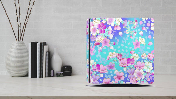 PS4 Slim Pro Fat Playstation 4 Console Controller Skin Decal Sticker Baby Blue Bloom Skins Design - ZoomHitskin