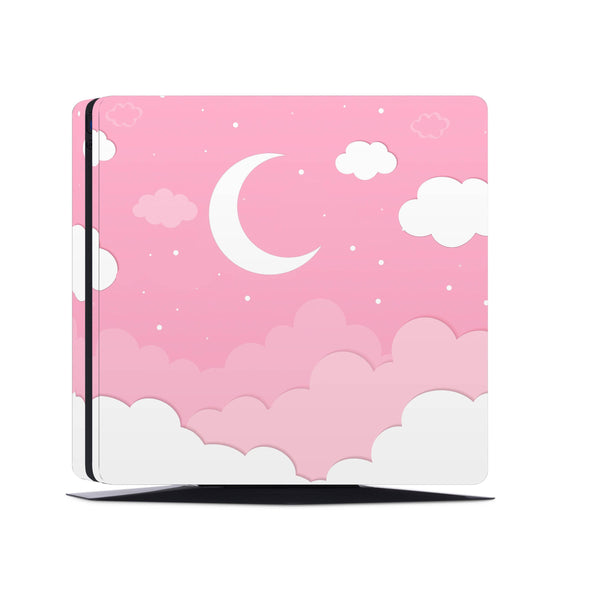 PS4 Slim Pro Fat Playstation 4 Console Skin Decal Sticker Luna Moon Degrade Pink Rose Pinky Gloss Clouds Anime Fuchsia Ombre Star Design Set - ZoomHitskin