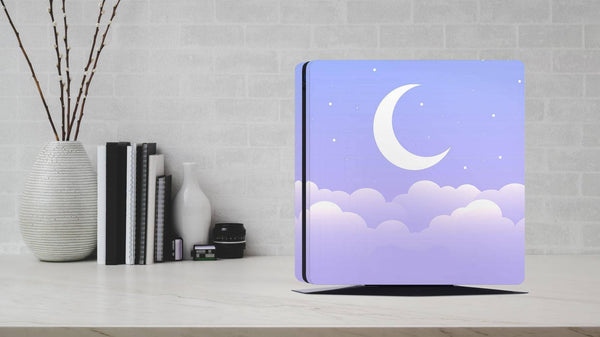 PS4 Slim Pro Fat Playstation 4 Console Skin Decal Sticker Mauve Blue Lunar Crescent Design Set - ZoomHitskin