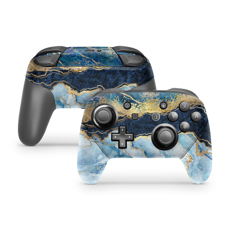 Nintendo Switch Pro Controller Skin Decal Sticker Baby Blue Leaves - ZoomHitskin