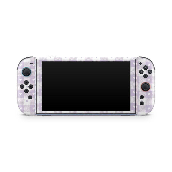 Nintendo Switch 2 Skin – Lavender Heart Checker Full Wrap Cover - ZoomHitskins
