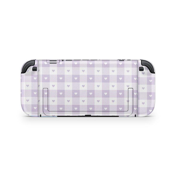 Nintendo Switch 2 Skin – Lavender Heart Checker Full Wrap Cover - ZoomHitskins