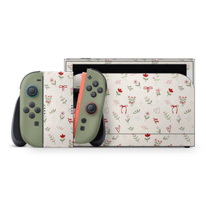 Nintendo Switch 2 Console Skin | Vintage Floral Bow Design Premium Vinyl Decal Wrap