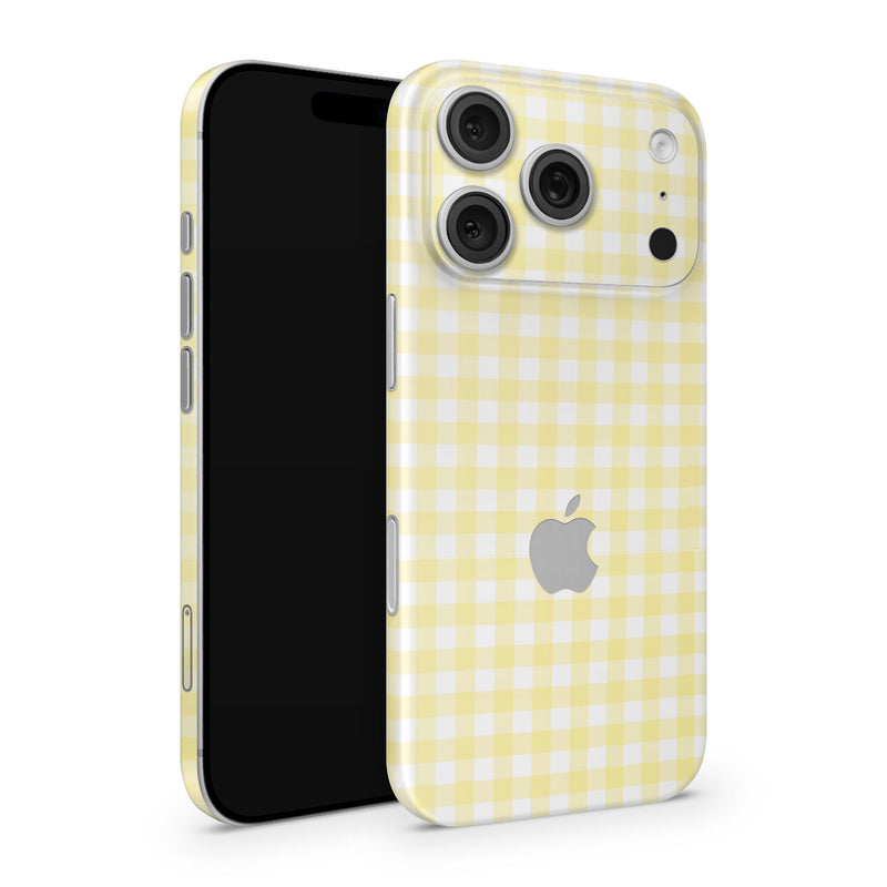 Gingham Yellow iPhone Skin – Cute Full Cover Wrap | Premium 3M Vinyl