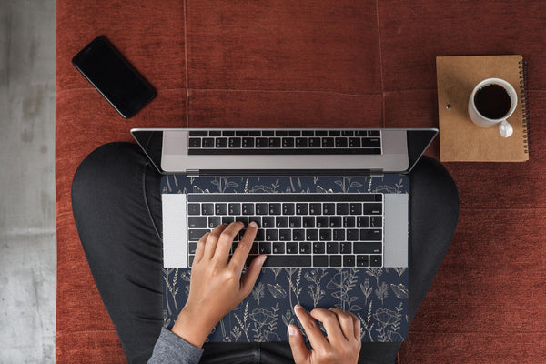 MacBook Skin Sticker Navy Floral Laptop 3M Decal Vinyl Wrap - ZoomHitskins