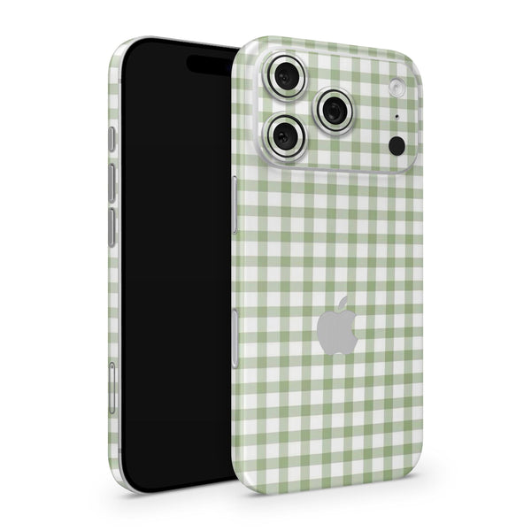 Sage Green Gingham iPhone Skin Wrap – Full Cover Phone Skin Decal | Premium 3M Vinyl