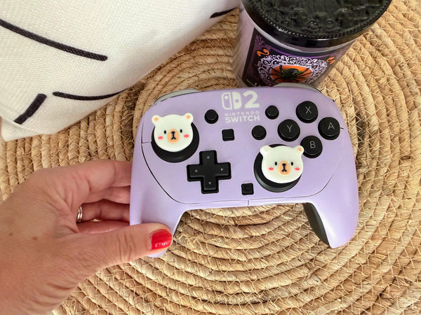 Nintendo Switch 2 Controller Skin – Lavender Bear Edition | Cute Pastel Purple Vinyl Wrap Decal