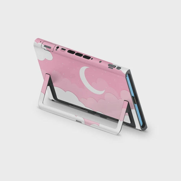Nintendo Switch 2 Skin – Pink Dreamy Moon Clouds Full Wrap Cover - ZoomHitskins