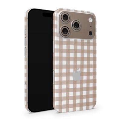 Beige Gingham iPhone 17 Pro Skin | Checkered Aesthetic Vinyl Wrap Decal – Cute Minimalist Phone Cover