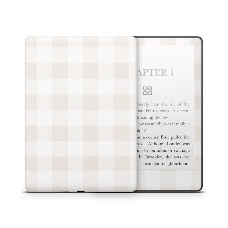 Kindle Skin Linen – Fall Cozy Checkered Kindle Cover Decal | Plaid E-Reader Accessory | Autumn Aesthetic Protection Wrap create your kindle
