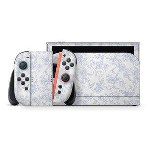 Nintendo Switch 2 Floral Skin | Blue Toile Pattern Console and Joy-Con Vinyl Wrap