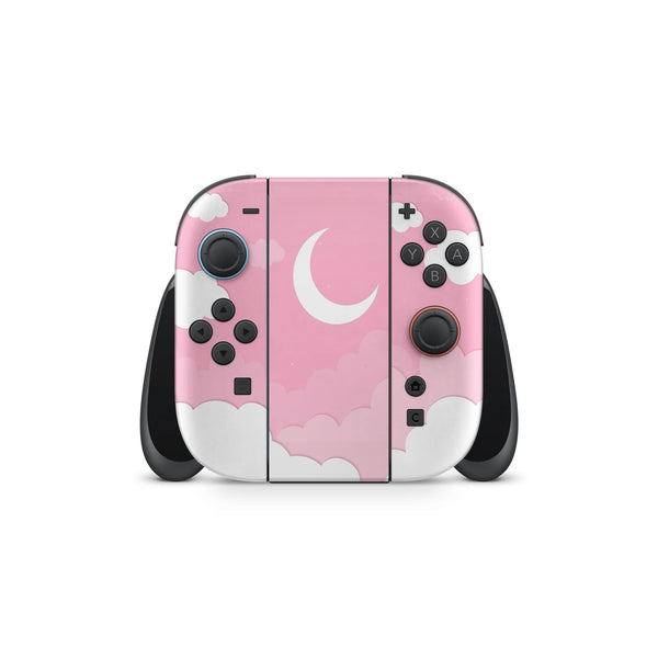 Nintendo Switch 2 Skin – Pink Dreamy Moon Clouds Full Wrap Cover - ZoomHitskins