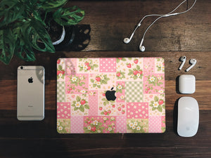 Strawberry Patchword MacBook Skin, Premium 3M Vinyl Wrap