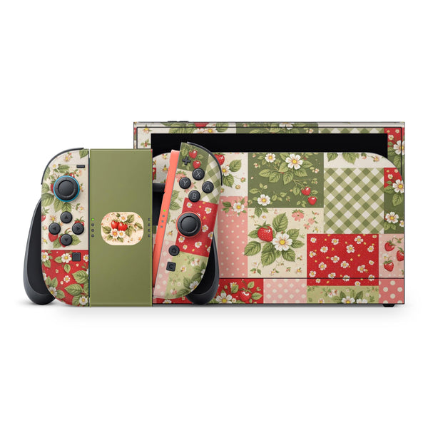NINTENDO SWITCH 2 SKIN – VINTAGE STRAWBERRY PATCH FULL WRAP COVER - ZoomHitskins