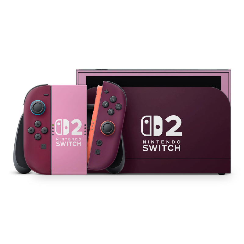 Plum Symphony Nintendo Switch 2 Skin 3M Decals Solid Color Burgondy Decal cover protective SV2