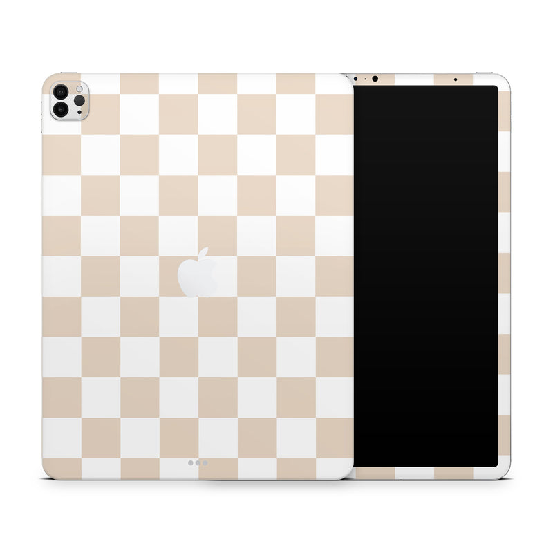 Ipad Skin Decal - Checkerboard Natural - Wrap Vinyl Sticker