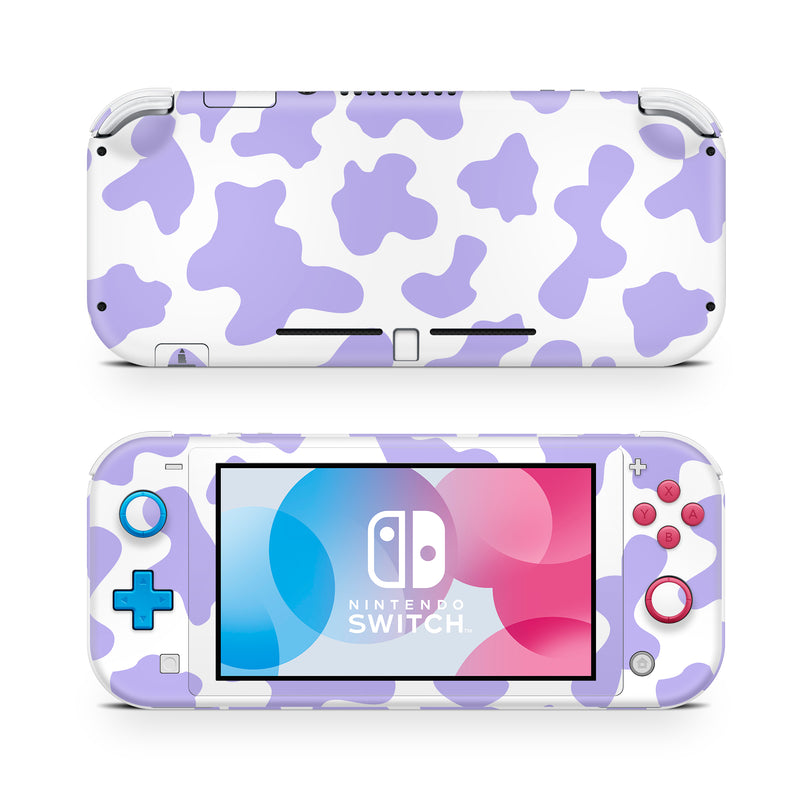 Nintendo Switch Lite Skin Decals - Cow Lavender - Wrap Vinyl Sticker