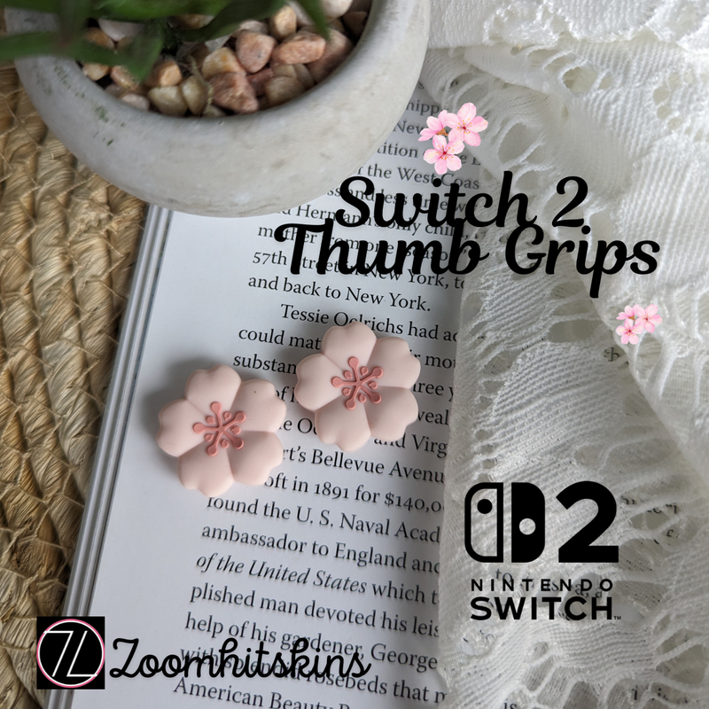 2pc Switch Thumb Grips - Sakura - Cap Joy Con Grip For all Nintendo Switch 2 PS4 PS5