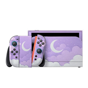 Nintendo Switch 2 Skin – Purple Moon - Clouds Design | Cute Aesthetic Switch 2 Console & Joy-Con Vinyl Wrap | Protective Pastel Gaming