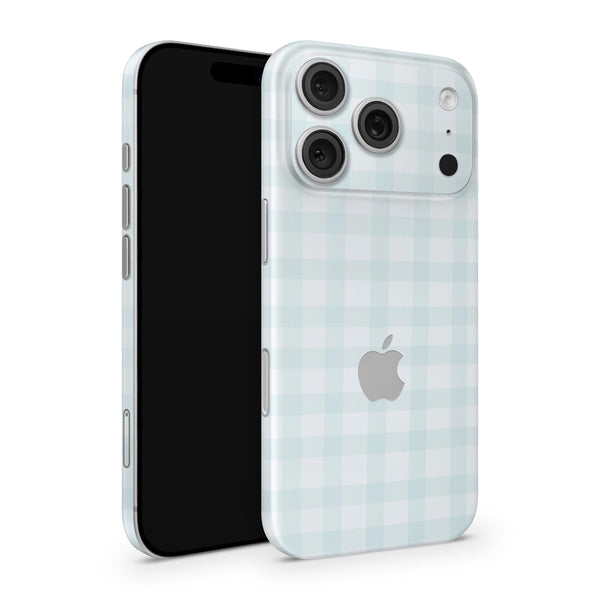 Gingham Soft Blue iPhone Skin Wrap – Full Cover Phone Skin Decal | Premium 3M Vinyl