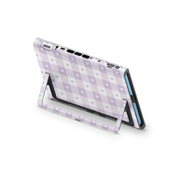 Nintendo Switch 2 Skin – Lavender Heart Checker Full Wrap Cover - ZoomHitskins