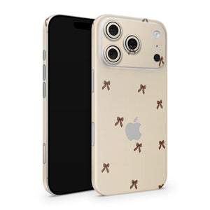 Neutral Bow iPhone 17 Pro Skin | Coquette Style Vinyl Wrap – Cute Minimalist Ribbon Design