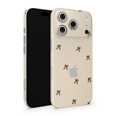 Neutral Bow iPhone 17 Pro Skin | Coquette Style Vinyl Wrap – Cute Minimalist Ribbon Design