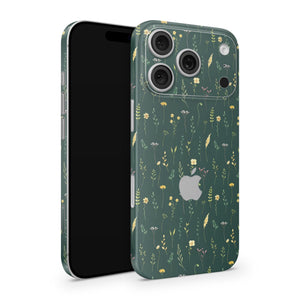 Teal Flowers iPhone Skin – Floral Full Cover Wrap | Premium 3M Vinyl
