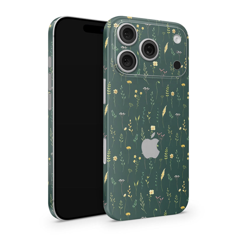 Teal Flowers iPhone Skin – Floral Full Cover Wrap | Premium 3M Vinyl