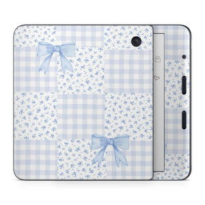 Kobo Blue Bow Patchwork Skin – Fits Libra, Clara & Nia | Protective Vinyl Decal Cove