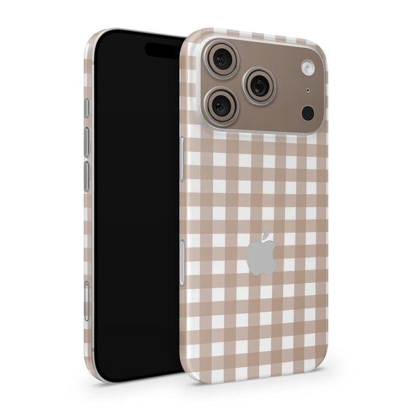 Beige Gingham iPhone Skin Wrap – Full Cover Phone Skin Decal | Premium 3M Vinyl