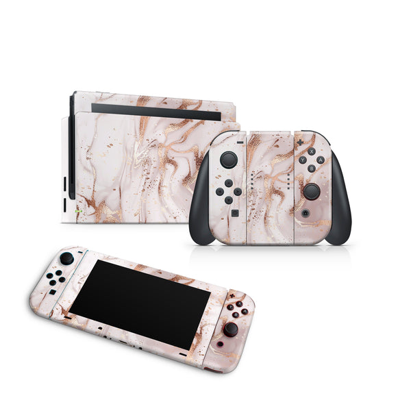 Nintendo Switch Skin Decal For Console Joy-Con And Dock Rose Gold Glitter