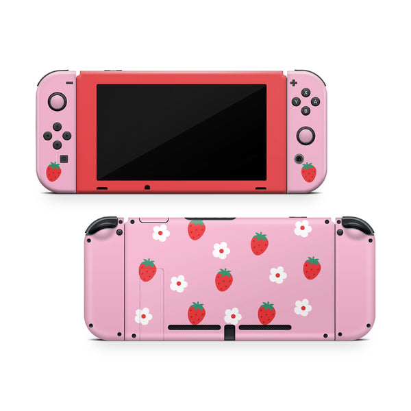 Nintendo Switch Skin Decal For Console Joy-Con And Dock Strawberries