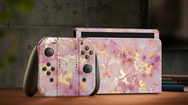 Oled Nintendo Switch Skin Decals Pinkish Granites Wrap Vinyl