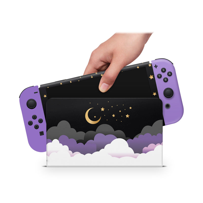 Oled Nintendo Switch Skin Decals Moon black Wrap Vinyl