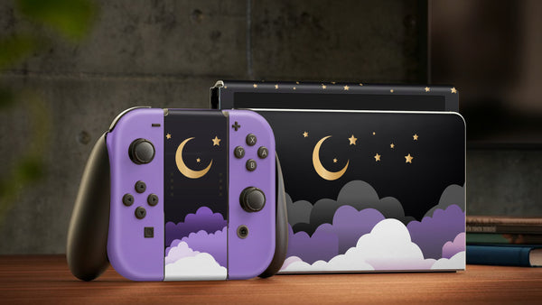 Oled Nintendo Switch Skin Decals Moon black Wrap Vinyl