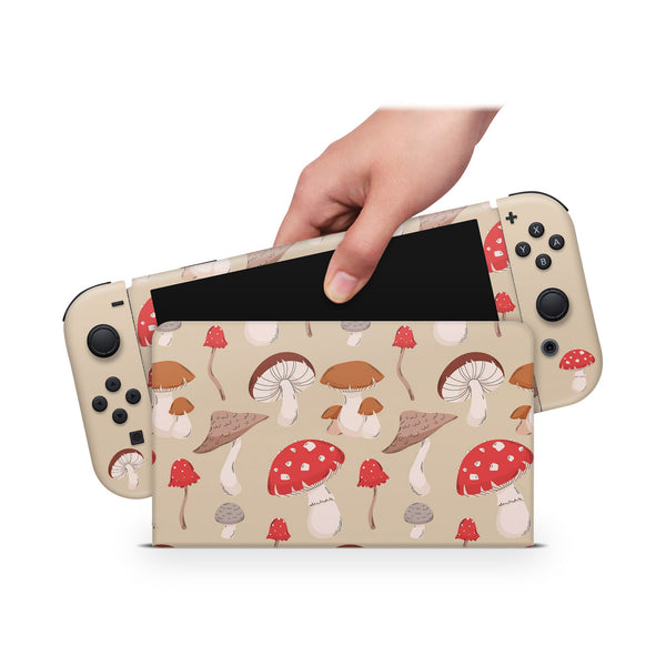 Oled Nintendo Switch Skin Decals Mushrooms Wrap Vinyl