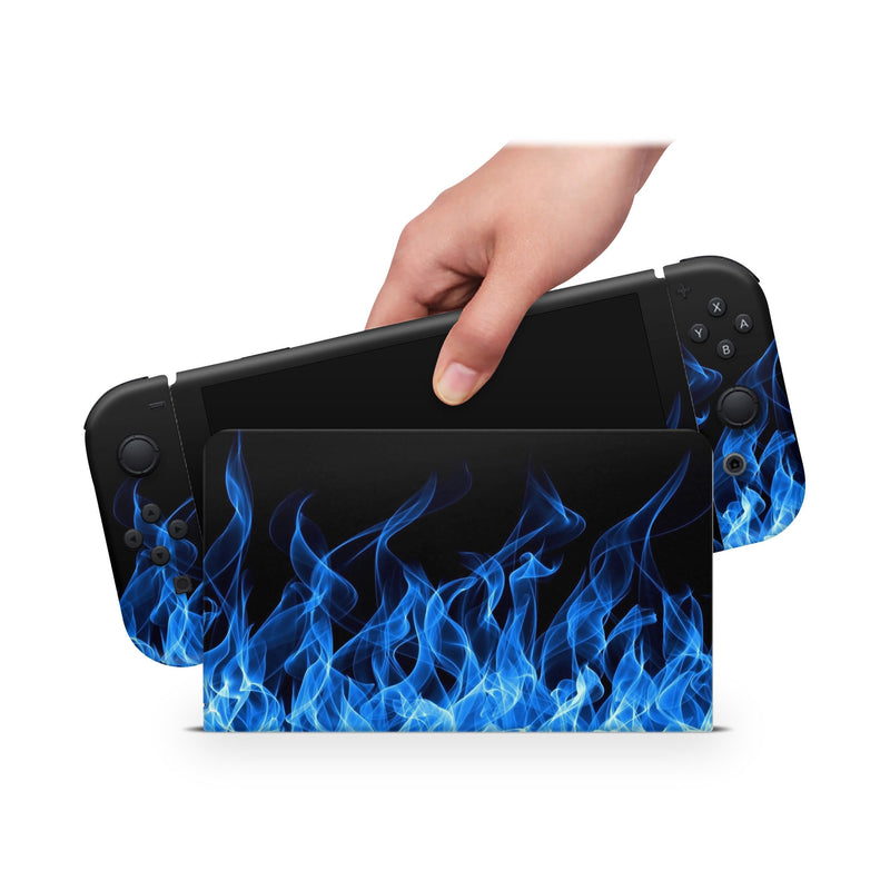 Oled Nintendo Switch Skin Decals Inferno Cobalt Wrap Vinyl