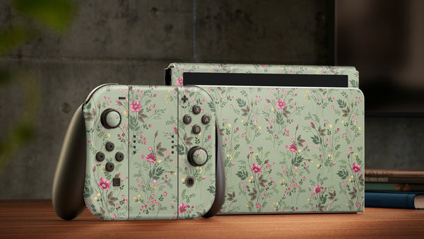 Oled Nintendo Switch Skin Decals Foliage Garden Full Wrap Vinyl