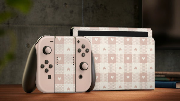 Oled Nintendo Switch Skin Decals Gingham Wrap Vinyl