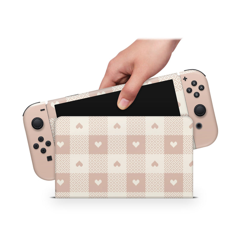 Oled Nintendo Switch Skin Decals Gingham Wrap Vinyl
