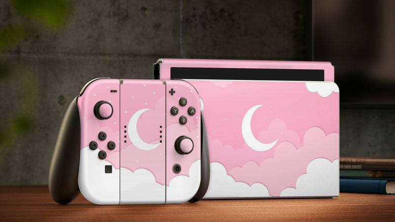 Oled Nintendo Switch Skin Decals Moonight Pinky Wrap Vinyl