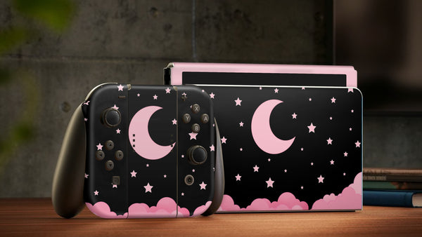 Oled Nintendo Switch Skin Decals Pink Moon Dream Full Wrap Vinyl