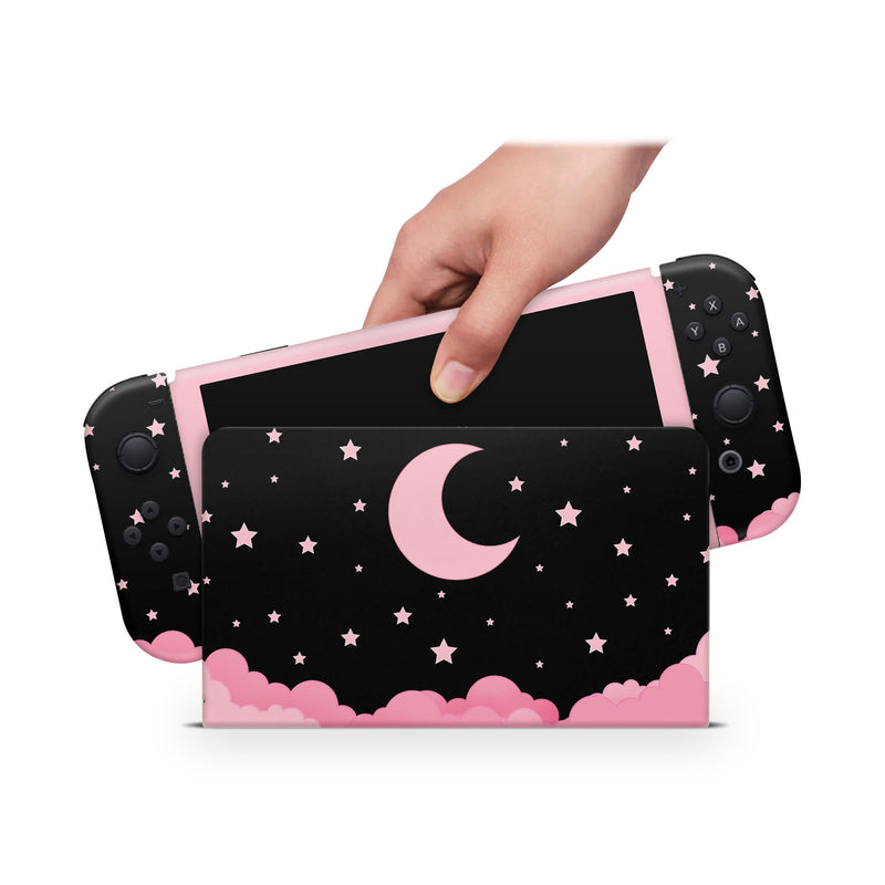 Oled Nintendo Switch Skin Decals Pink Moon Dream Full Wrap Vinyl
