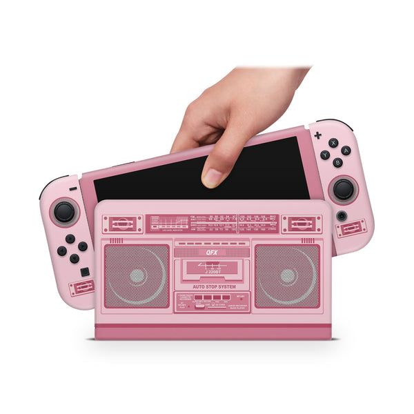 Oled Nintendo Switch Skin Decal Pink Radio 80 Wrap Vinyl
