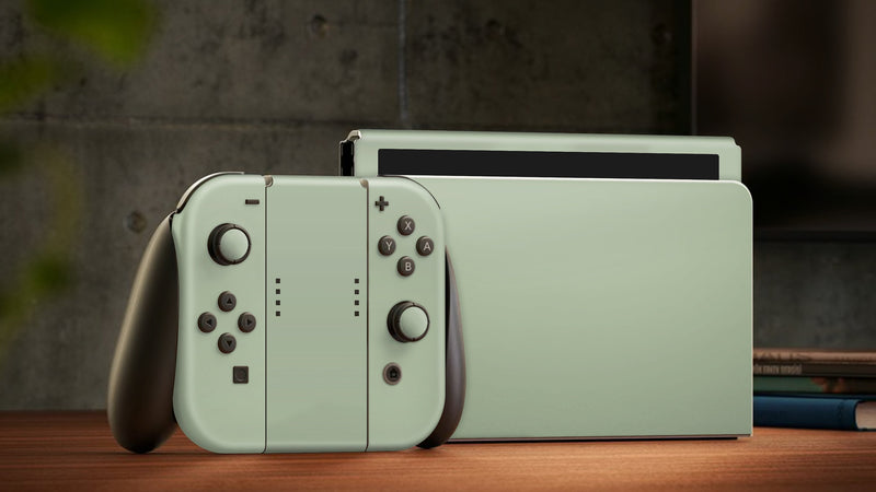 Oled Nintendo Switch Skin Decals Celadon Wrap Vinyl
