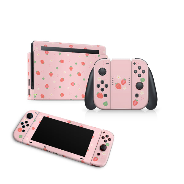 Strawberry Nintendo Switch Skin: Full Decal Sticker Set