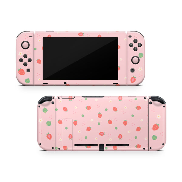 Strawberry Nintendo Switch Skin: Full Decal Sticker Set
