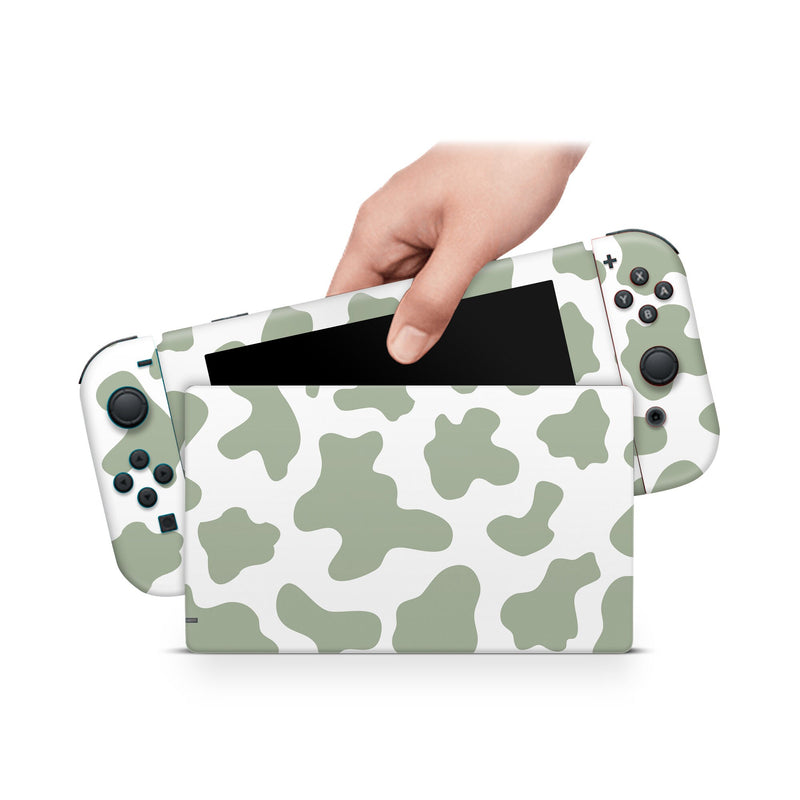 Nintendo Switch Skin Decal Sticker Design Set Cow Green